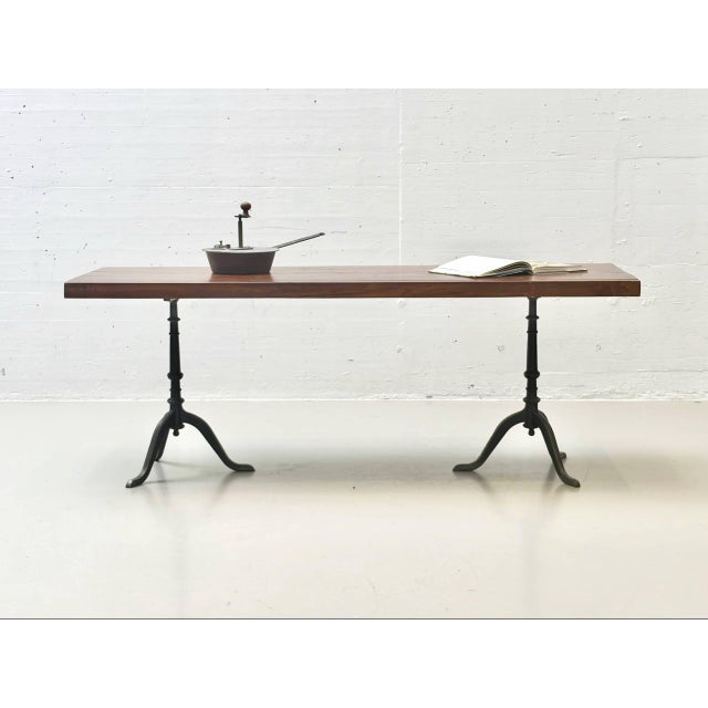 1920s Chestnut Table with Cast Iron Legs from Horgen Glarus, 1920s-1940s For Sale - Image 5 of 16
