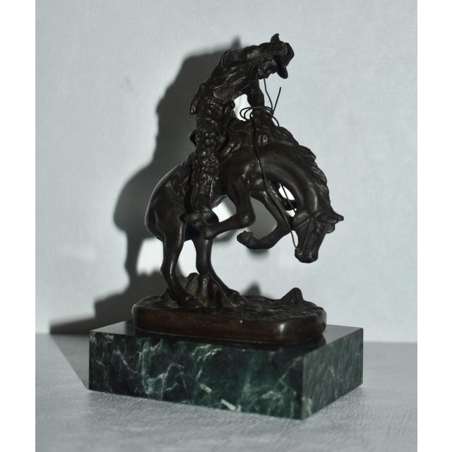 Miniature Frederic Remington Rattlesnake Bronze Sculpture Green Marble Base Mini For Sale - Image 10 of 18