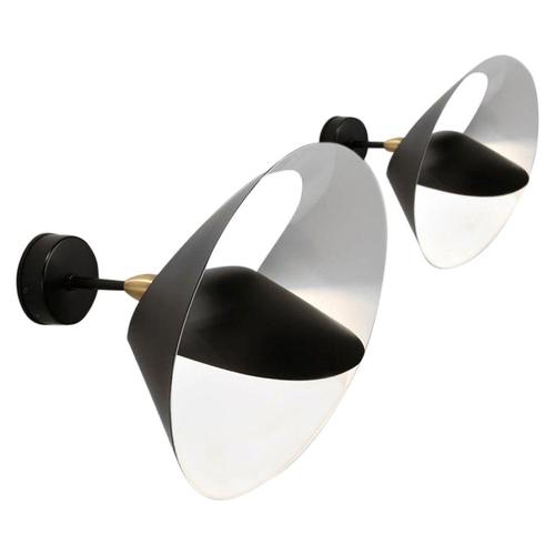 Mid-Century Modern Black Saturn Wall Lamps by Serge Mouille, Set of 2 For Sale - Image 9 of 9