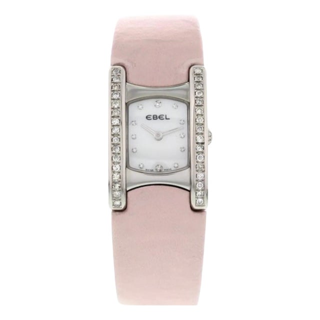 Ladies Ebel Beluga Stainless Steel with Diamonds E9057a28-10, Leather Pink Belt For Sale