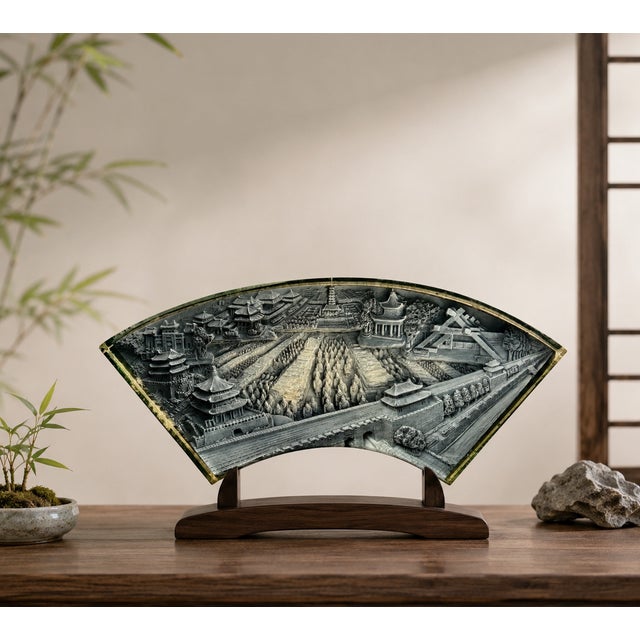 Wonderful vintage laser-etched acrylic sculpture features an intricately detailed three-dimensional depiction of the...