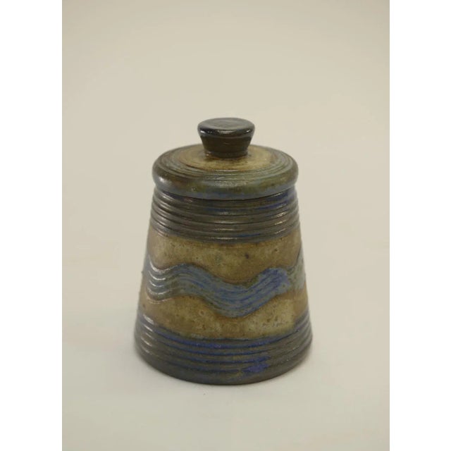 Beige Polychrome Decorated Ceramic Pot by Dubois, 1960s For Sale - Image 8 of 8