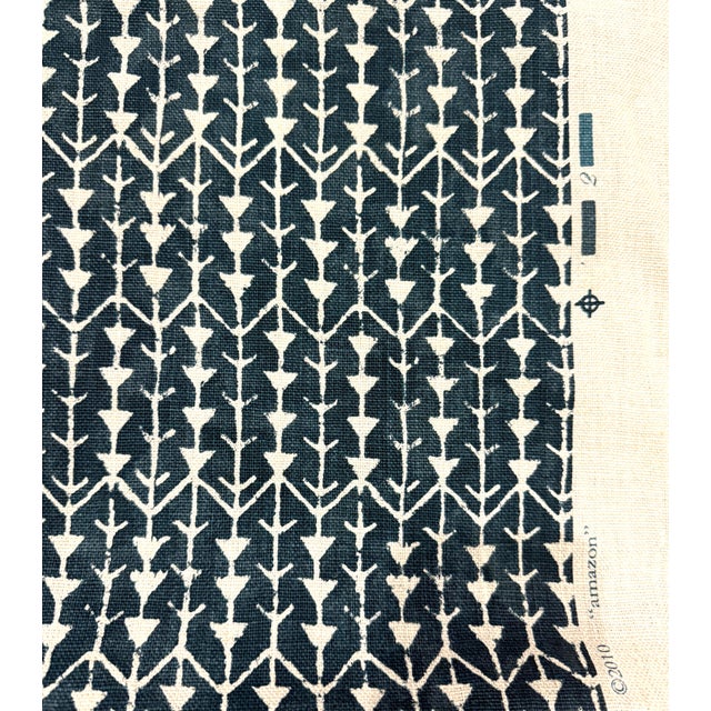 Carolina Irving "Amazon" Indigo Fabric For Sale - Image 4 of 5