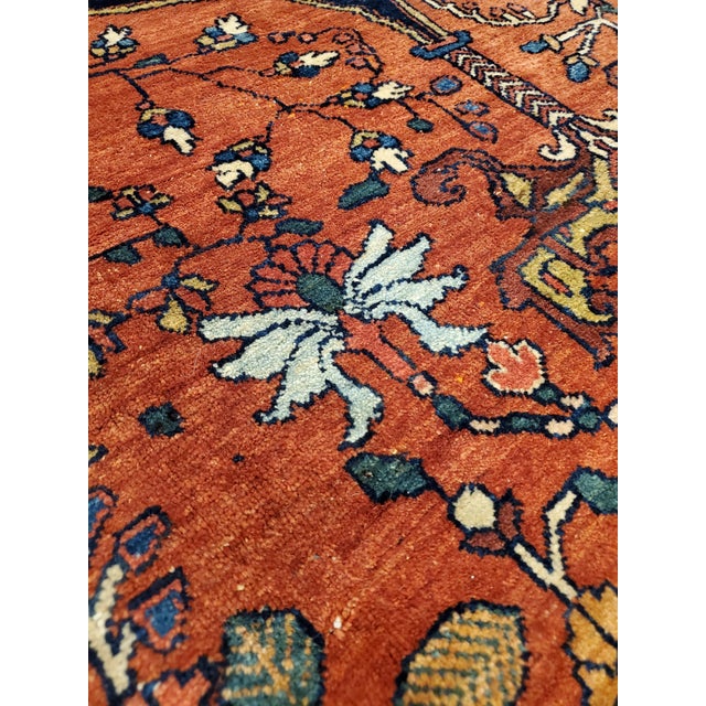 Red Antique Farahan Sarouk Carpet, Handmade Oriental Rug, Red, Navy, Fine Details For Sale - Image 8 of 11
