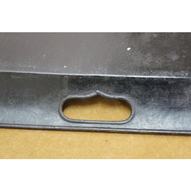 Early 20th Century Antique Rectangular Painted Floral Toleware Tray Serving Platter With Handles For Sale - Image 5 of 12