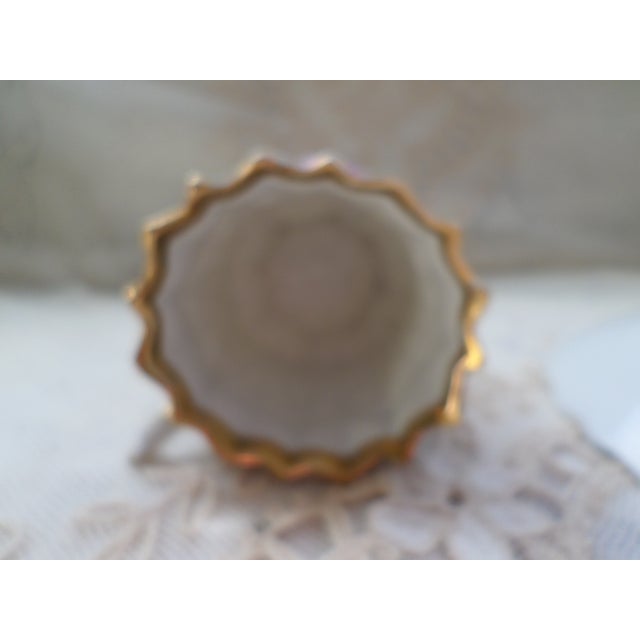 19th Century Antique French Ornate Embossed Grey , Gold & Purple Tea Cup W/ Saucer For Sale - Image 5 of 8