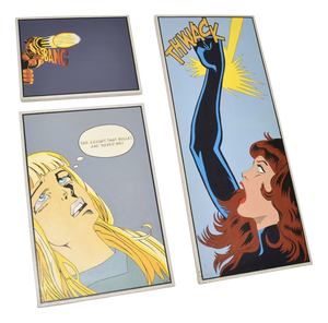 Comic Strip Triptych of Black Widow, 1970, Oil Painting on Canvases, Set of 3