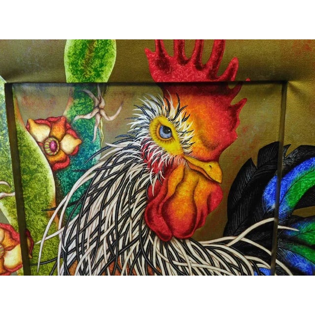 Luis Sottil "Tenacious Pride" Rooster Hr311 Hand Signed Original Art Canvas For Sale In Denver - Image 6 of 8