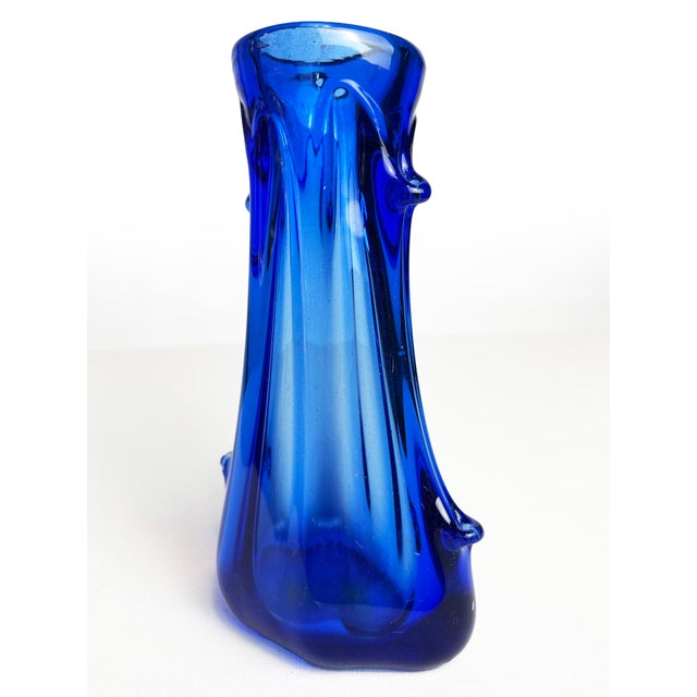 Glass Italian Hand-Blown Cobalt Blue Murano Art Glass Vase, 1960 For Sale - Image 7 of 13