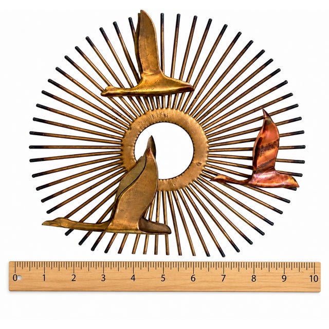 1970s Mid-Century Modern Brutalist Sunburst Bird Wall Sculptures – Exceptional Matching Pair in the Style of Curtis Jeré For Sale - Image 17 of 17