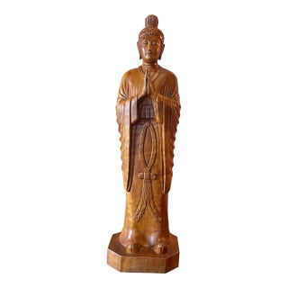 1950s Handcarved Satinwood Buddha For Sale