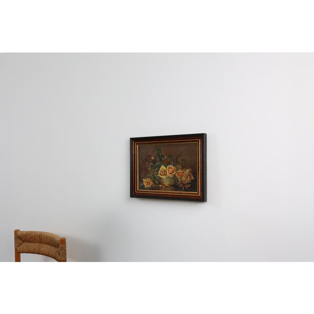 French Artist, Still Life of a Vase with Flowers, 1940s, Oil on Canvas, Framed For Sale - Image 6 of 10