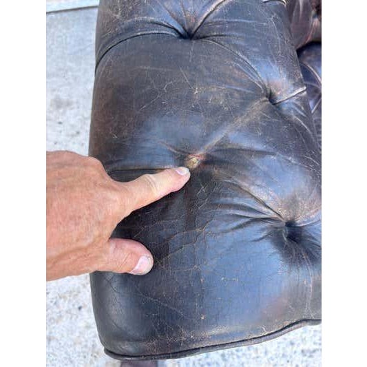 Chesterfield Leather Sofa, Vintage Upholstery, Patina Finish, 1985 For Sale - Image 4 of 17