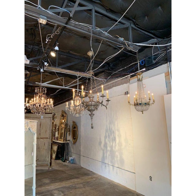 Metal 19th Century Italian Silvered Brass 6-Light Chandelier For Sale - Image 7 of 7