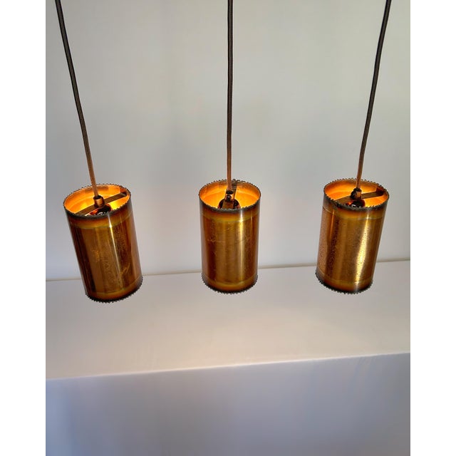 Brutalist Flame-Cut Copper Pendant Lamps by Svend Aage Holm Sørensen, 1960s, Set of 3 For Sale - Image 3 of 9