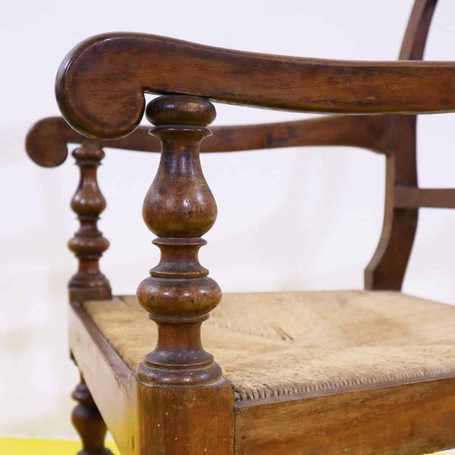 Vintage Wooden Armchairs with Woven Seats, Set of 2 For Sale - Image 9 of 14