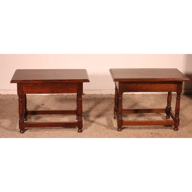 1950s Spanish Bedside Tables in Walnut, 1950s, Set of 2 For Sale - Image 5 of 11