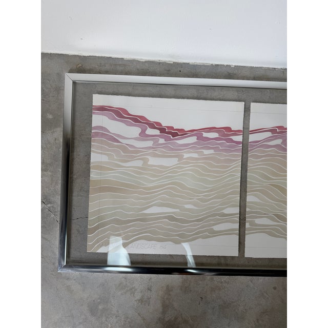 1980s 1980's Large “Imaginary Landscape” Abstract Print in Aluminum & Acrylic For Sale - Image 5 of 14