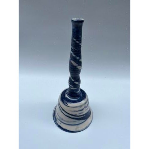 Blue and White Pottery Bell For Sale - Image 4 of 6