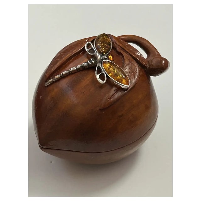 Ooak, Rare, Carved Trinket Box/Sterling, Amber For Sale In Los Angeles - Image 6 of 9