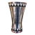 Vintage Towle Silversmiths Modernist Metal Vase With Black and Mother-of-Pearl Geometric Inlay For Sale