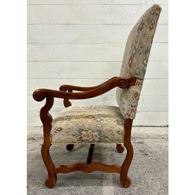 Wood Vintage Parker Southern French Louis XIII Regency Style Library Armchair For Sale - Image 7 of 12