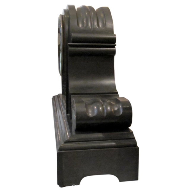 Antique Victorian Black Slate Malachite Mantel Clock For Sale In New York - Image 6 of 6