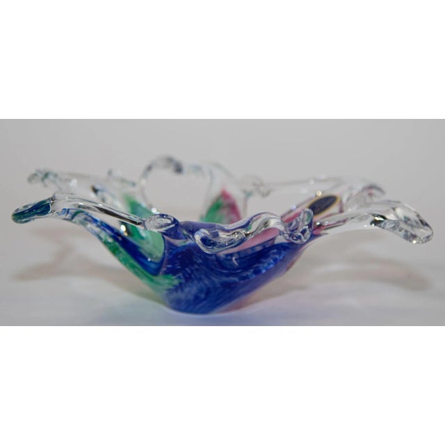 Vintage Murano Star Flower Shape Art Glass Dish Italy For Sale - Image 9 of 13