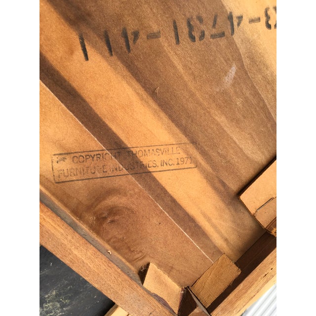 Thomasville 1971 Vintage Thomasville Caned Side Table for Refurbishment Needs Glass For Sale - Image 4 of 7