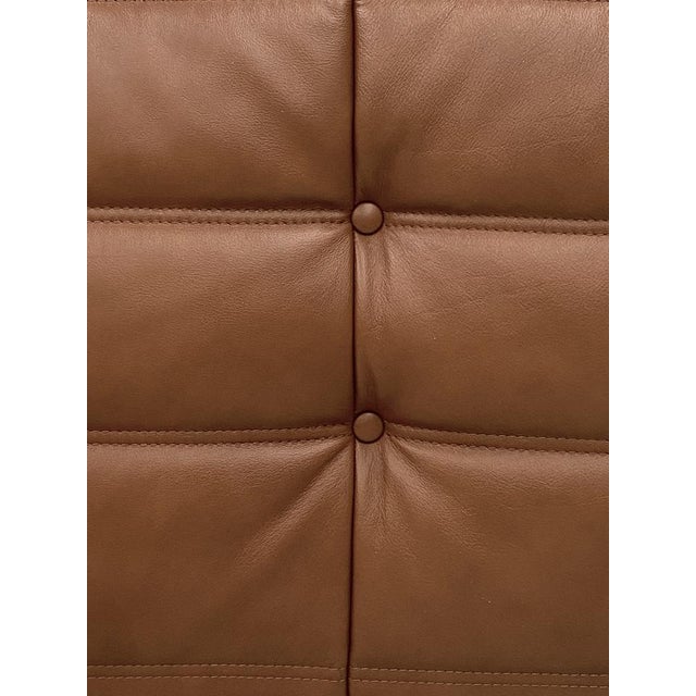 French Togo Sofa in Dark Cognac Leather attributed to Michel Ducaroy for Ligne Roset For Sale - Image 14 of 15