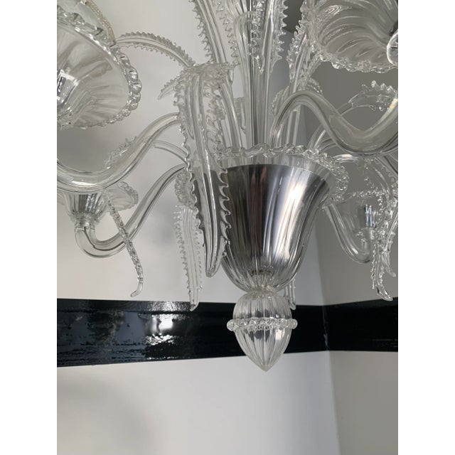 Early 21st Century Venetian Transparent Murano Style Glass Chandelier With Ferns "Felci" Leaves For Sale - Image 5 of 13