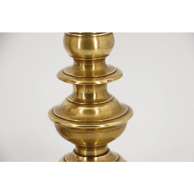 Antique 19th Century Large Pair of Portuguese Brass Candle Holders For Sale - Image 10 of 12