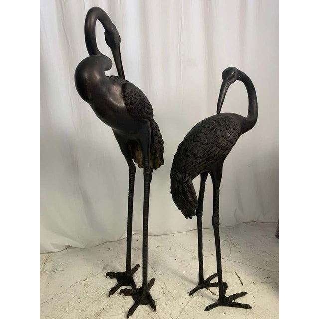 Metal East Asian Cranes, Set of 2 For Sale - Image 7 of 8