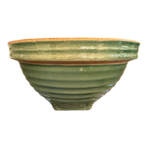 Vintage 1920s McCoy Pottery Mixing Bowl in Green Glaze 9 1/2" Diameter