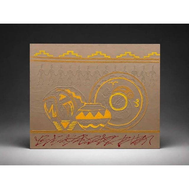 Mid 20th Century Oversized Southwestern Pottery Relief Canvas Artwork For Sale - Image 5 of 6