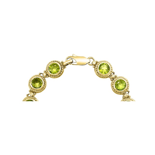 16 Carat Genuine Natural Peridot Tennis Bracelet 14 Karat Yellow Gold 16 Gram For Sale - Image 18 of 18