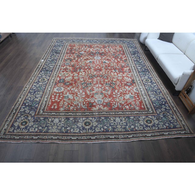Persian 1970s Vintage Persian Handmade Wool Cotton Light Red Area Rug For Sale - Image 3 of 11