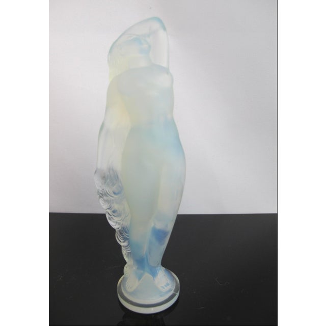Early 20th Century Sabino France Opalescent Glass Reveil Nude Female Silhouette Art Deco Sculpture For Sale - Image 5 of 11