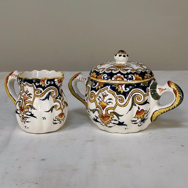 19th Century French Faience 8 Piece Hand-Painted Tea Service For Sale In Dallas - Image 6 of 18