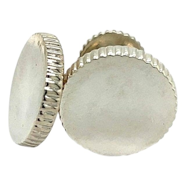 1990s Pair of Tiffany & Co Estate Ridced Cufflinks Sterling Silver For Sale
