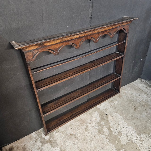 19th Century Oak Plate Rack With Shaped Frieze For Sale - Image 10 of 14