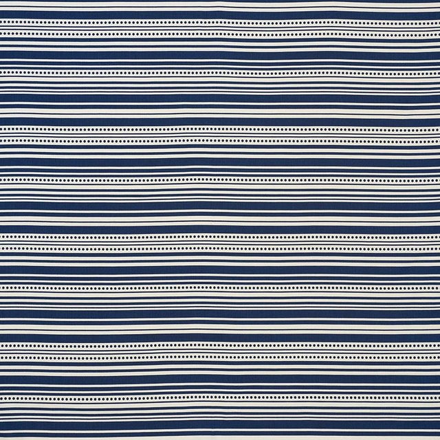 Sample - Schumacher X Studio Bon Stripedot Ii Fabric in Navy For Sale