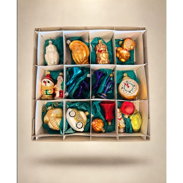 Contemporary Vintage Inge Glas Radko and Owc Christmas Ornaments Set in Box For Sale - Image 3 of 3