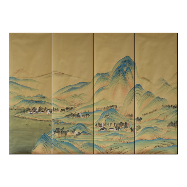 Hand-Painted Chinese Landscape Wallpaper | Chinoiserie Mural | Custom Luxury Wall Mural for Living Room For Sale