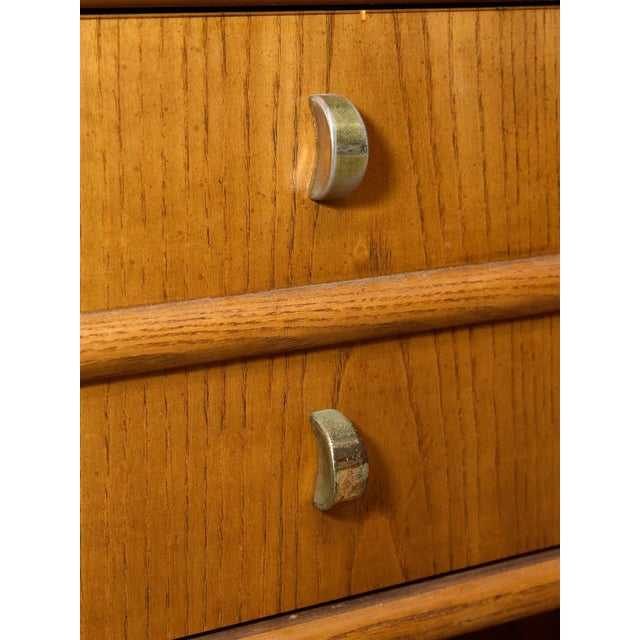 Wood Mid 20th Century Oak Double Drawer Cabinet With Lp Cubby For Sale - Image 7 of 12