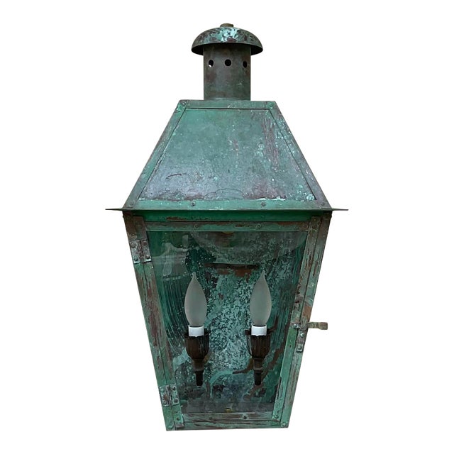 Single Vintage Wall Hanging Copper Lantern For Sale