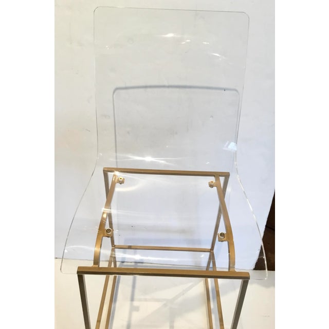 Modern Acrylic and Brass Finished Bars Stools Pair For Sale - Image 4 of 8
