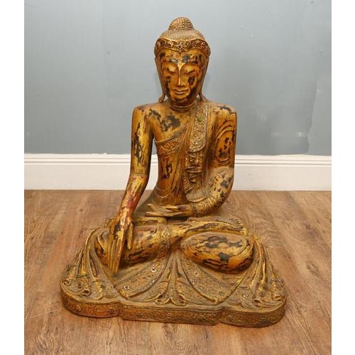 Nepalese Buddhist Meditating Sculpture in Carved Wood For Sale - Image 11 of 11