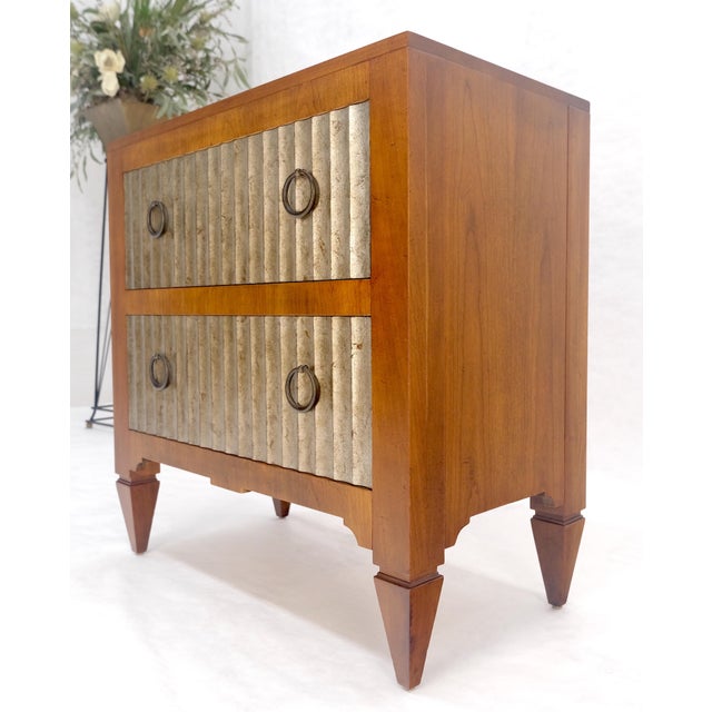 Baker Slate Top Silver Leaf Scallop Front Two Drawers Night Stand End Table MINT