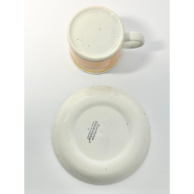1970s 1970s Midwinter (Stonehenge) “Sun” 4 Stoneware Tea Cups & Saucers For Sale - Image 5 of 6